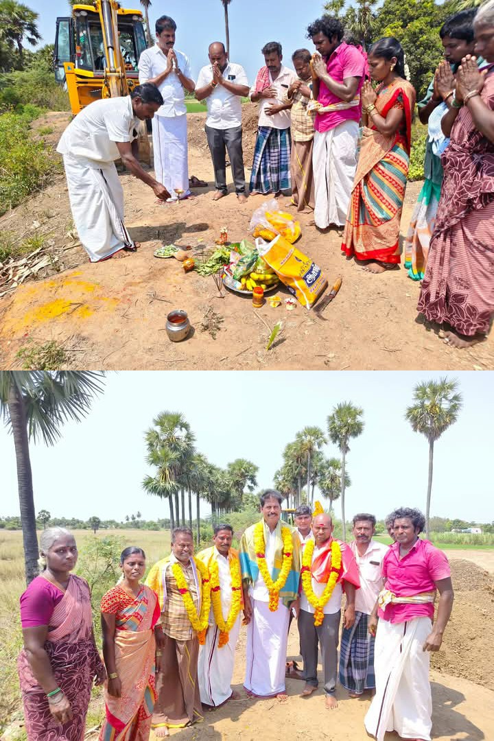 சங்கிலிகுப்பம் ஊராட்சியில் ஏரி மறுசீரமைப்பு பூஜை