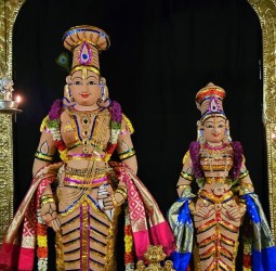சந்தனக்காப்பு அலங்காரத்தில் அருள் காட்சி.