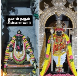 அருள்மிகு ஸ்ரீ அறிவுக்கோற்கையன் ஆலயத்தில் அமைந்திருக்கும் தனம் தரும் பிள்ளையார் தீபாராதனை