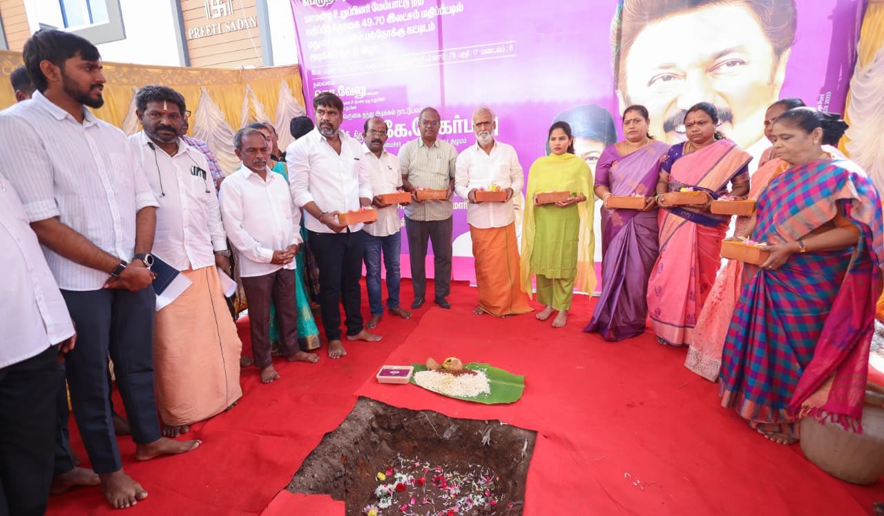 திரு.வி.க.நகர் மண்டலம், நரசிங்க பெருமாள் கோவில் தெருவில் பல்நோக்கு மையம் கட்டடம் கட்டும் பணி