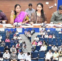 வளர்ச்சித்திட்டப் பணிகளின் முன்னேற்றம் குறித்து, கலெக்டர் லட்சுமி பவ்யா ஆய்வு