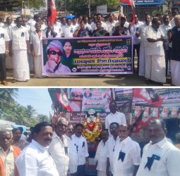 வலங்கைமானில் அதிமுக சார்பில் பாரதரத்னா எம் ஜி ஆர் அவர்களின் 38- வது நினைவு தினத்தை முன்னிட்டு அமைதி ஊர்வலம்