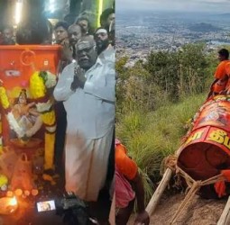 திருவண்ணாமலை கார்த்திகை தீபத்திருவிழா - மகாதீப கொப்பரை மலை உச்சிக்கு கொண்டு செல்லப்பட்டது |