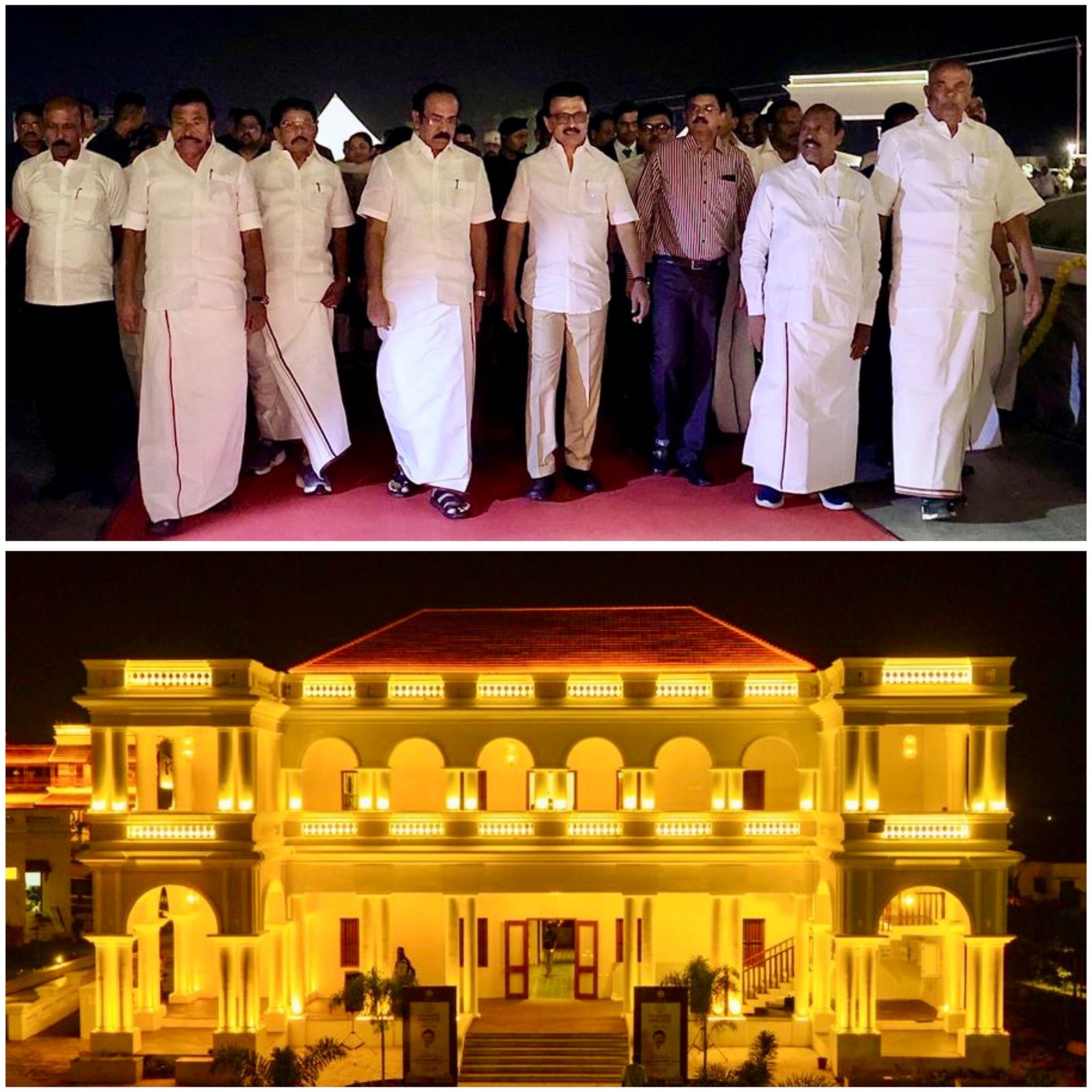 பொருநை அருங்காட்சியம் மின்னொளியில் ஜொலித்த காட்சி