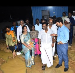 ஓஷா ஏரி பகுதியில் வெள்ள தடுப்பு பணிகளை அமைச்சர் நாசர், கலெக்டர் பிரதாப் ஆய்வு