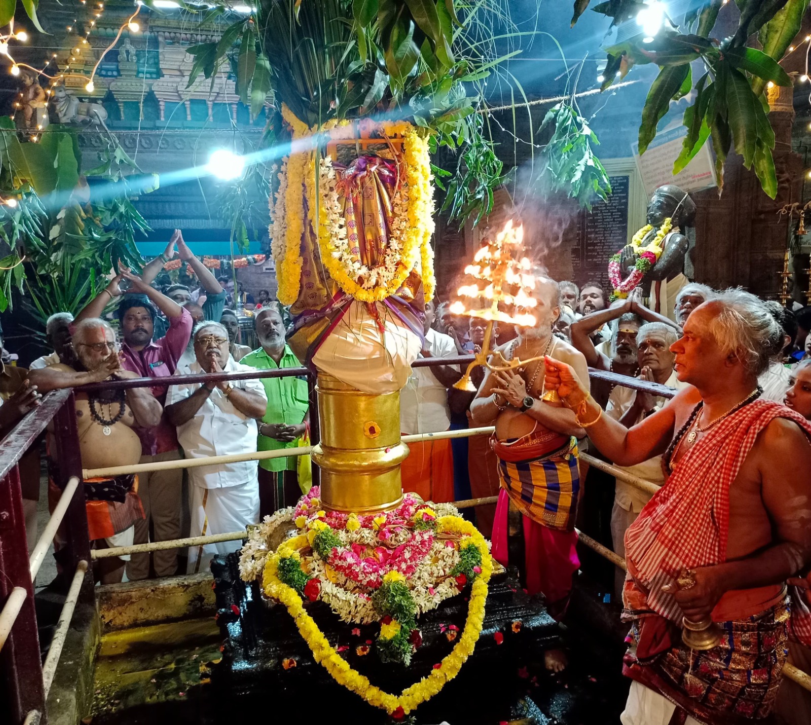 திருக்குற்றாலநாத சுவாமி கோவிலில் நேற்று காலையில் மார்கழி திருவாதிரை திருவிழா