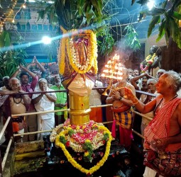 திருக்குற்றாலநாத சுவாமி கோவிலில் நேற்று காலையில் மார்கழி திருவாதிரை திருவிழா