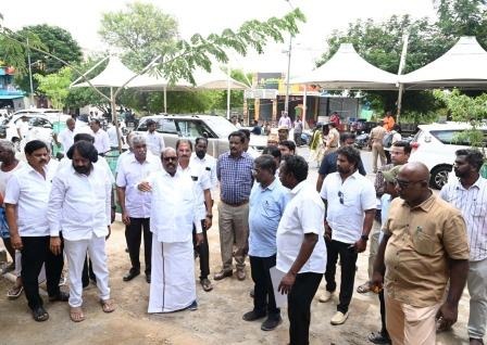 புதியதாக கட்டப்பட்டு வரும் மாதிரி பள்ளியை அமைச்சர் எ.வ. வேலு நேரில் ஆய்வு