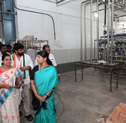 பால் பொருட்கள் உற்பத்தி ஆலையில் நடைபெற்றுவரும் மேம்பாட்டுப் பணிகளை, கனிமொழி எம்.பி.ஆய்வு