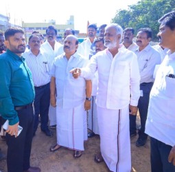 நவீன பேருந்து நிலையத்தின் முன்னேற்றப் பணிகளை அமைச்சர்கள் நேரில் ஆய்வு