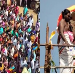 ஸ்ரீநிவாச பெருமாள் கோயில் மகா கும்பாபிஷேக விழாவில் வானில் வட்டமிட்ட கருடன்..!*