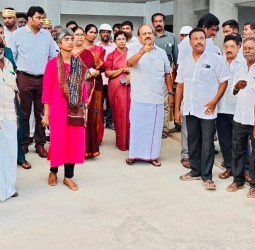 புதிதாக கட்டப்பட்டு வரும் பேருந்து நிலையத்தினை அமைச்சர் தா.மோ.அன்பரசன் ஆய்வு