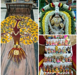 கோபிசெட்டிபாளையம் ஸ்ரீ வாசவி கன்யகா பரமேஸ்வரி அம்மன் ஆலயத்தில் நவராத்திரி முதல் நாளான நேற்று கொலுவில் அமர்ந்திருக்கும் தெய்வங்கள்