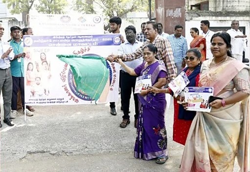 8 கல்லூரிகளின் மாணவர்கள் தேர்தல் விழிப்புணர்வு நடைபயணம்