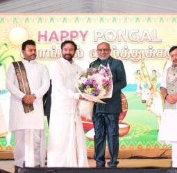 மத்திய இணை அமைச்சர் எல். முருகன் இல்லத்தில் நேற்று நடந்த பொங்கல் விழா