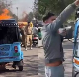 குறைவான மைலேஜ் கொடுத்ததால் விரக்தி: ஷோரூம் வாசலில் மின்சார ஆட்டோவை தீ வைத்து கொளுத்திய நபர்